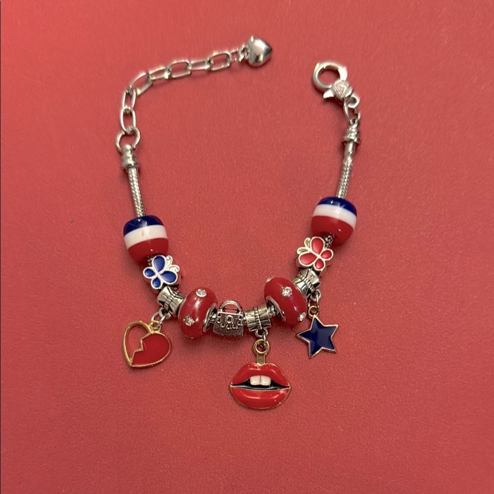 Red and Blue Charm Bracelet